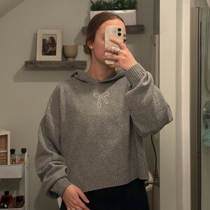 Hollister Gray Cowl Neck Sweater with Bow Accent
